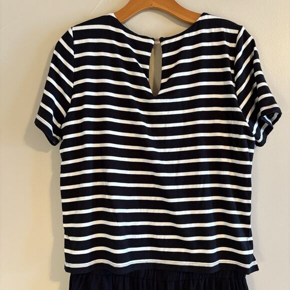 Elevenses Anthropologie Shorts Romper Black White Nautical Stripe‎ Size M - Picture 10 of 15